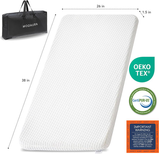 Portable Pack and Play Mattress with Waterproof Bamboo Cover